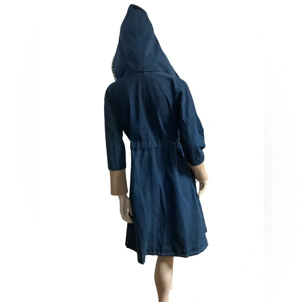 Reborn Denim Hooded Coat  with Patterned Lining